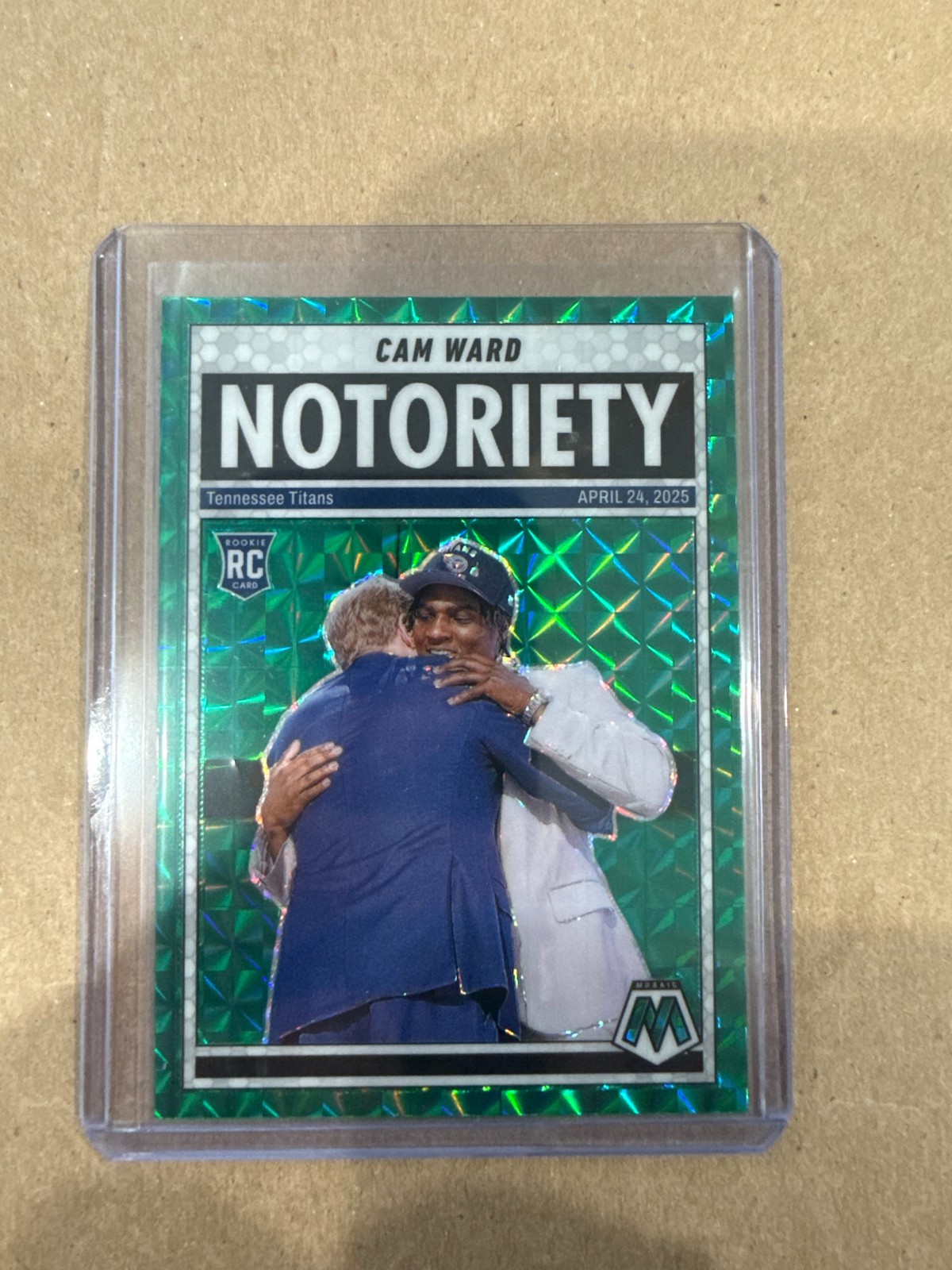 2025 Panini Mosaic - Notoriety Cameron Ward #17 Green Mosaic Prizm (RC)