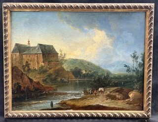 18thC ITALIANATE VISTA FRANCESCO GUARDI 1712 1795 CIRCLE ANTIQUE OIL PAINTING