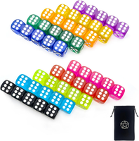 50 StüCk WüRfel Set, 6 Seitige SpielwüRfel 10 Farben, Dice Set Aus Acryl 14 Mm,