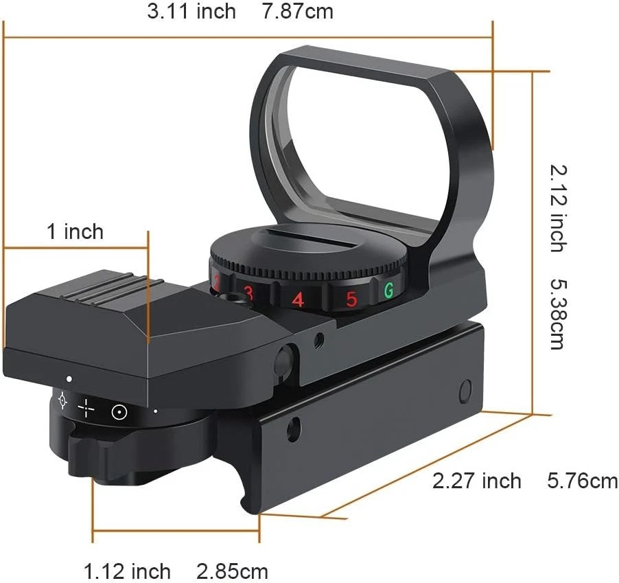 Feyachi Reflex Sight – Adjustable Reticle, Red & Green Modes, 33 mm Lens - Image 4 of 4