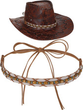 Cowboy Hat Bands for Men Women, Adjustable Leather Hat Band for Cowboy, Western,