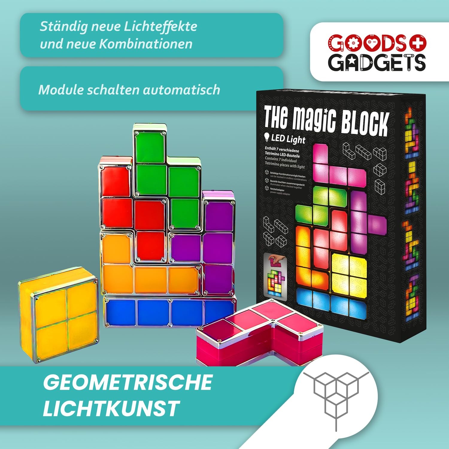 Lampe Tetris LED empilable et modulable veilleuse multicolore - 3