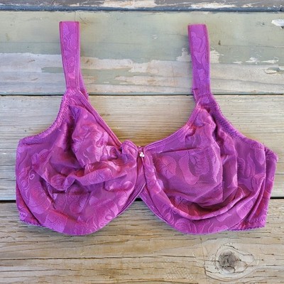 Wacoal 36D Awareness Underwire Bra 85567 Purple Floral Lace Full Coverage