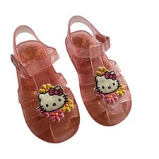 Hello Kitty Sanrio Pink Jelly Sandals Kids Size 10 Fisherman Glitter Shoes