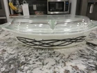 Vintage Pyrex Black Barbed Wire Pattern 1.5 qt Divided Casserole Dish w/Lid