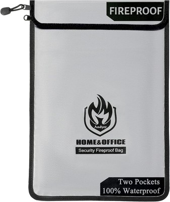 Upgraded Two Pockets Fireproof Document Bag (2000 ), 15 x 11 Waterproof Firep...