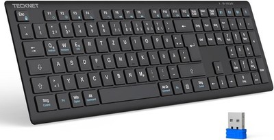 Bluetooth Tastatur kabellos, wiederaufladbar, flach, Multi-Device, QWERTZ,