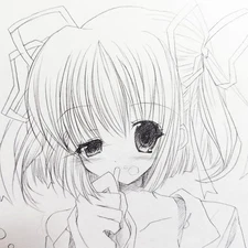 Original Hand-Drawn Anime Pencil Sketch on Shikishi Board