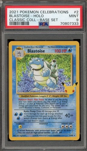 Pokemon Blastoise Celebrations Classic Coll. Holo Rare #2 DAMAGED SLAB PSA 9