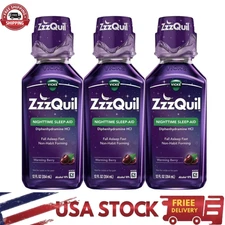 ZzzQuil Berry Sleep Aid Liquid 12 FL oz x3 | Night-time Non-Habit Sleep Help