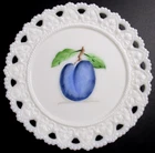 Vintage Kemple Milk Glass Reticulated Edge 7" Plate Hand Painted