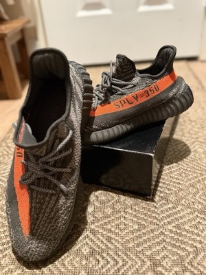 adidas Yeezy Boost 350 V2 Beluga SPLY-350 Gray Orange Primeknit Men's Sneakers