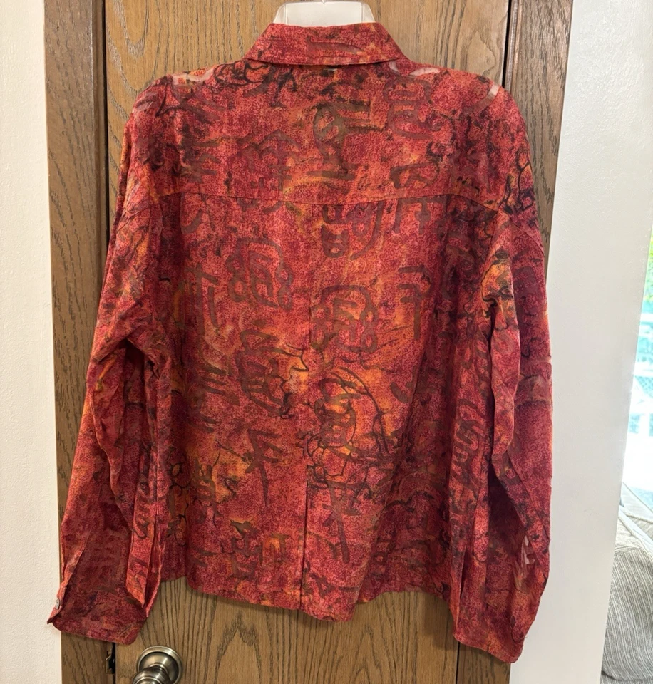 Chicos Red Long Sleeve Lightweight Jacket Size 2 - Image 2 of 4