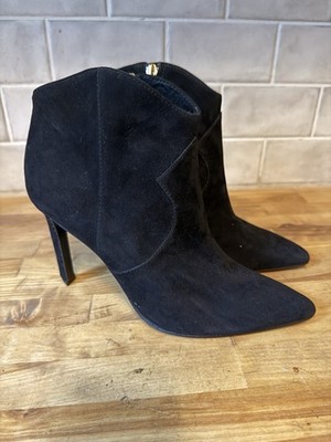 Natori Leiko Bootie Black Suede Heeled Women's Size 8 Indie Biker Western NWOB