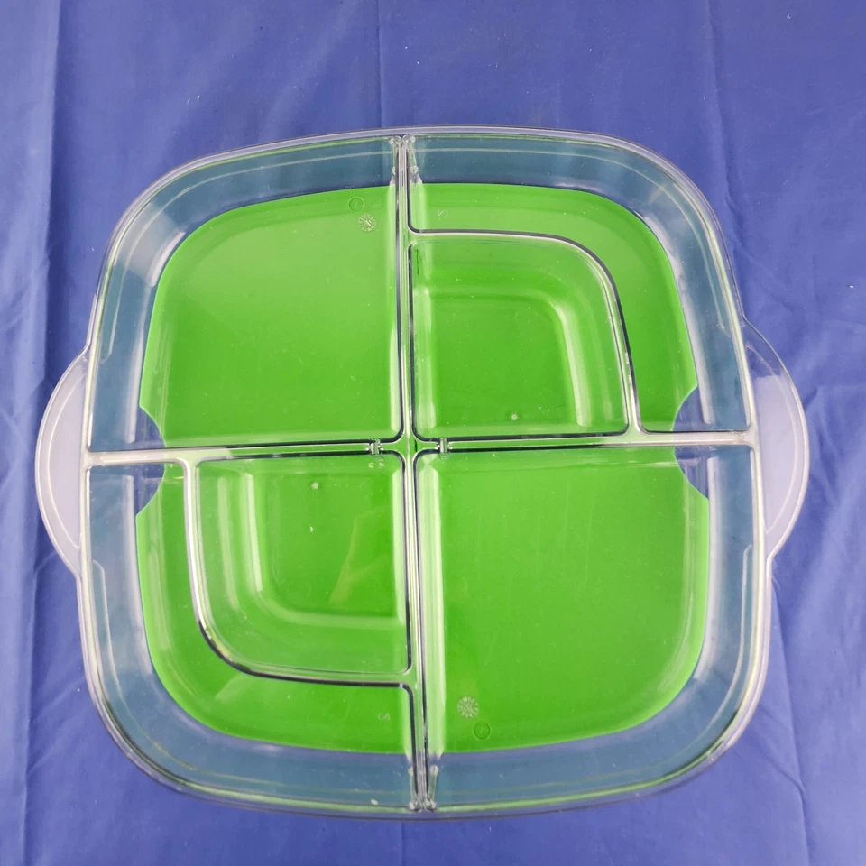 Pampered Chef Large Square Cool and Serve Divider Tray & Inserts Veggie Snacks - Image 2 of 4