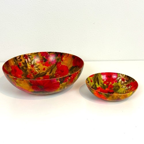 Vintage Fiberglas 60er Jahre Floral Chip & Dip Bowl Set