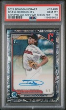 2024 BRAYLON DOUGHTY 1st Bowman Draft AUTO Sunflower Seeds Ref /5 SSP PSA 10 💎