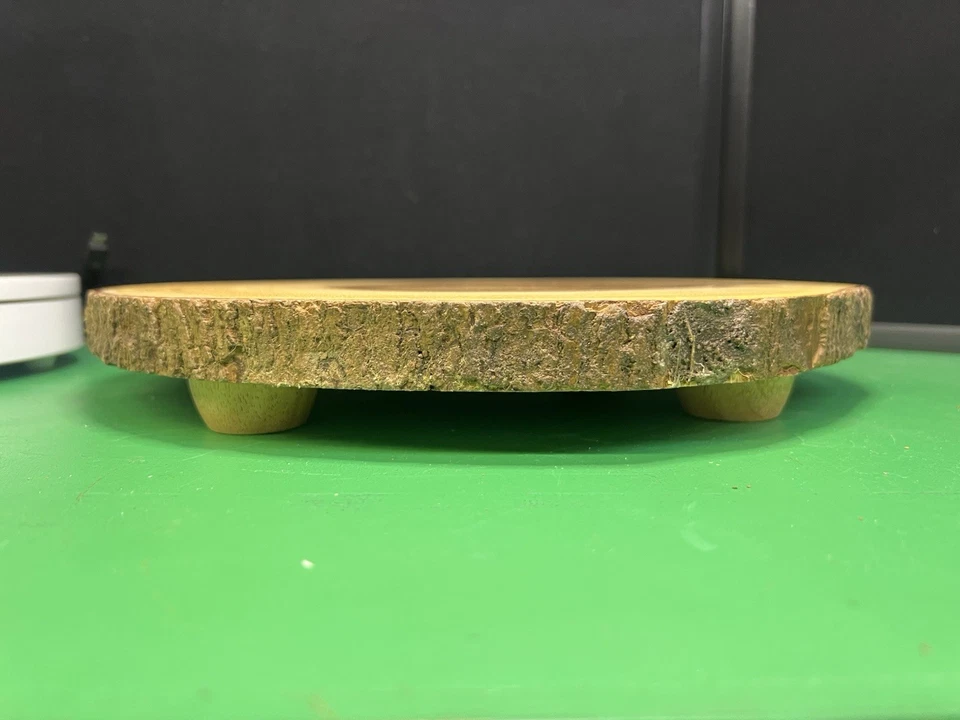 Authentic Lipper Tree Bark Feets Server Footed 11'" Diameter Wood Wooden Plate - Image 4 of 4