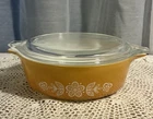 Vintage PYREX Butterfly Gold 471 -  1 pt Casserole Dish With Lid