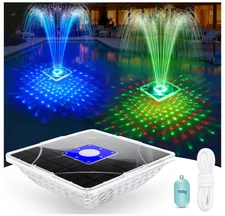 2024 Large Solar Fountain with Light Show Solar Pool Fountain with Anchor Square