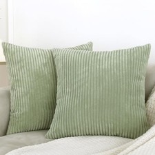 Pack of 2 Corduroy Decorative Throw Pillow 18" x 18" Pack of 2 Sage Green