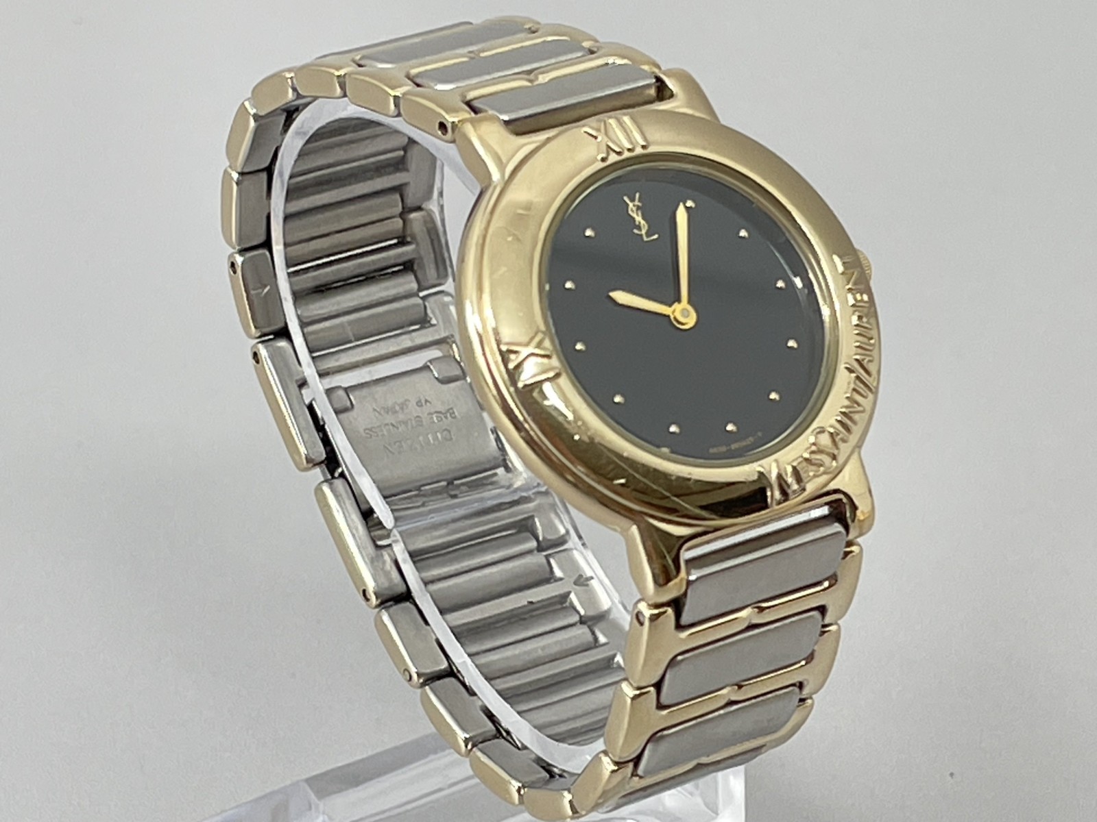 [N.MINT] Orologio Vintage Yves Saint Laurent 4620 E60957 30mm Oro Qz Quadrante Nero JP