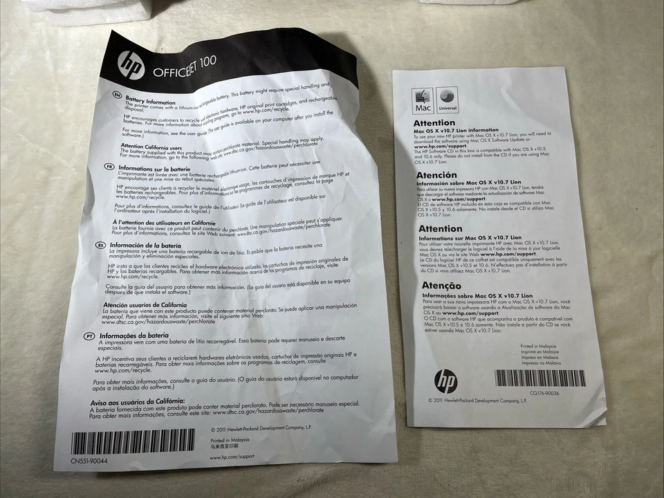 HP OfficeJet 100 Mobile Printer Bluetooth CN551A - Never Used - OPEN BOX - Image 3 of 4