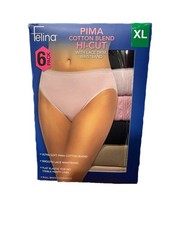 6-pack Felina Ladies Underwear Panty Hi-Cut Cotton Blend Full Coverage size XL/L
