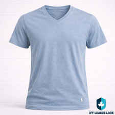 Polo Ralph Lauren Blue V Neck T Shirt Classic Fit Men s Large Preppy
