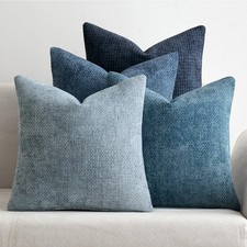 Pack of 4 Couch Throw Pillow Covers 18x18 Inch Neutral Blue Soft Decorative...