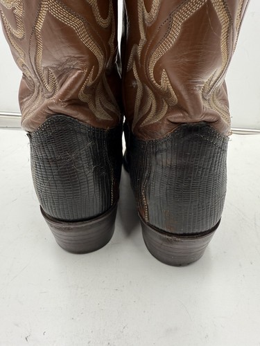 VTG J. Chisholm D594 Lizard Skin Leather Cowboy Boots Handcrafted USA Mens 8.5 E - Picture 5 of 18