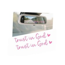 Trust in God Car Rearview Mirror Decal, 2PCS Vinyl Jesus Self Affirmation Pink