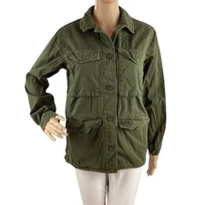 Topshop Military Style Army Green Cotton Utility Jacket Size 4