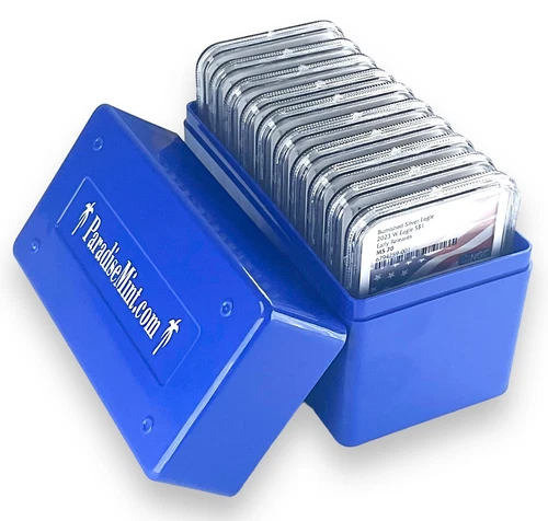 2023 W Burnished Silver Eagle NGC MS70 - ER Flag  Label - 10 Pack w/Blue Case