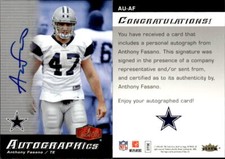 2006 Flair Showcase Autographics #AUAF Anthony Fasano - AUTO NM-MT