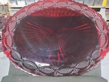 Vintage Avon Cape Cod Ruby Red Glassware 13.5" Oval Serving Platter