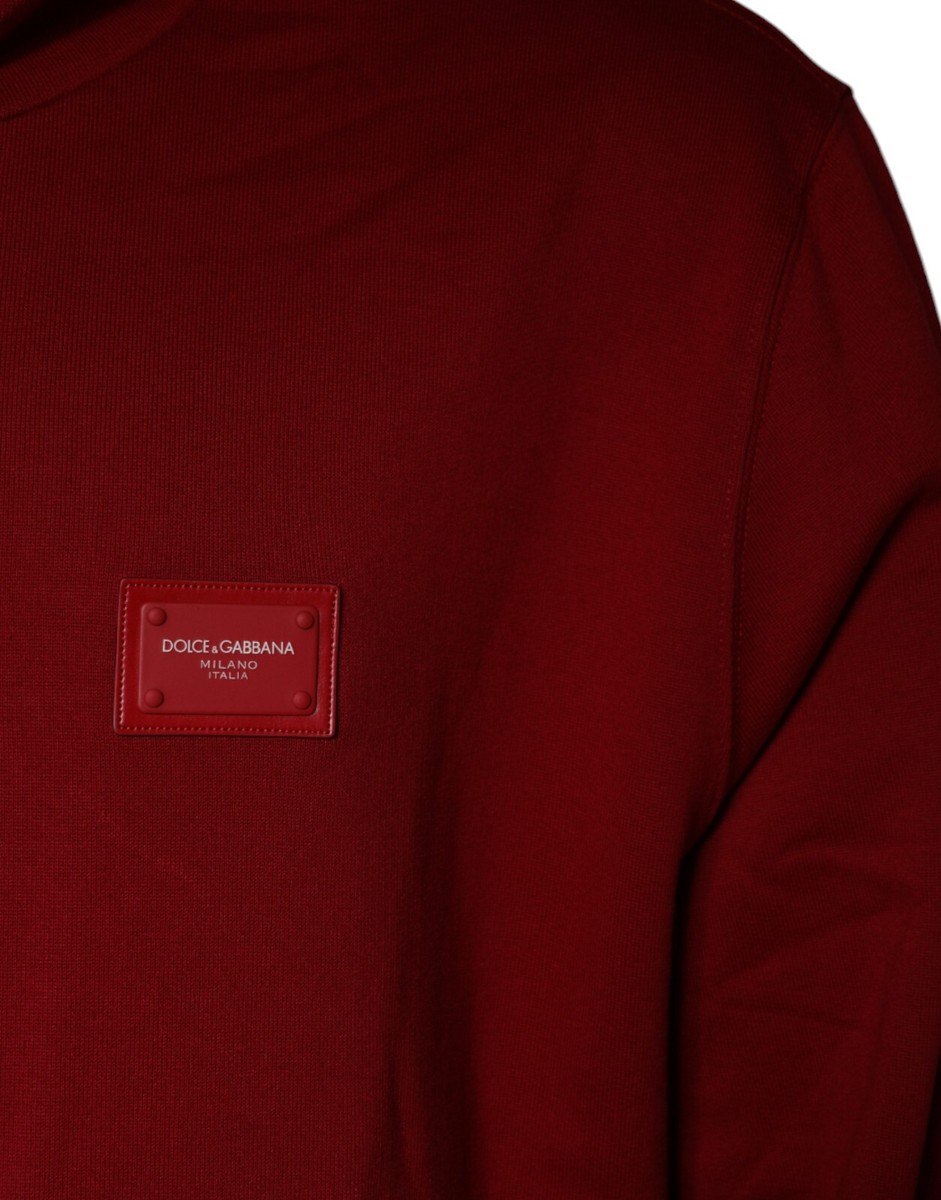 DOLCE & GABBANA Sweater Red Logo Plaque Hooded Sweatshirt