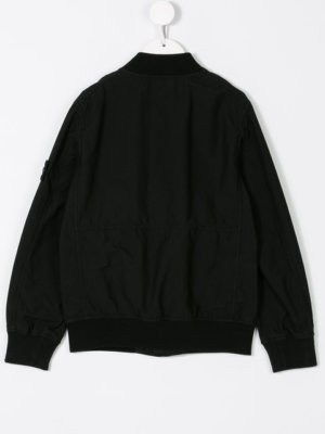 Stone Island Junior Boys plaque bomber Jacket in black Stone Island Junior Boys plaque bomber Jacket in black