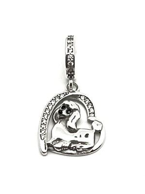 POODLE DOG PUP PUPPY HEART CHARM GIFT   925 STERLING SILVER GIFT