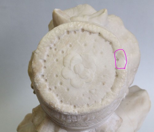 (chipped) Antique Victorian Italian Carved Alabaster Bust Girl Child Bonnet Bow - Picture 9 of 19