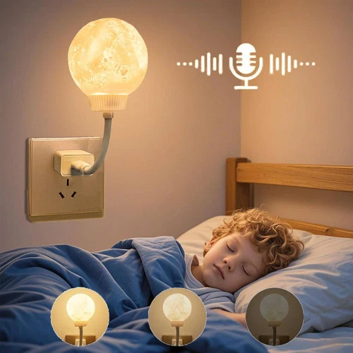 Voice Control Moon Lamp LED Three Brightness Adjustment Night Light For Kids Use