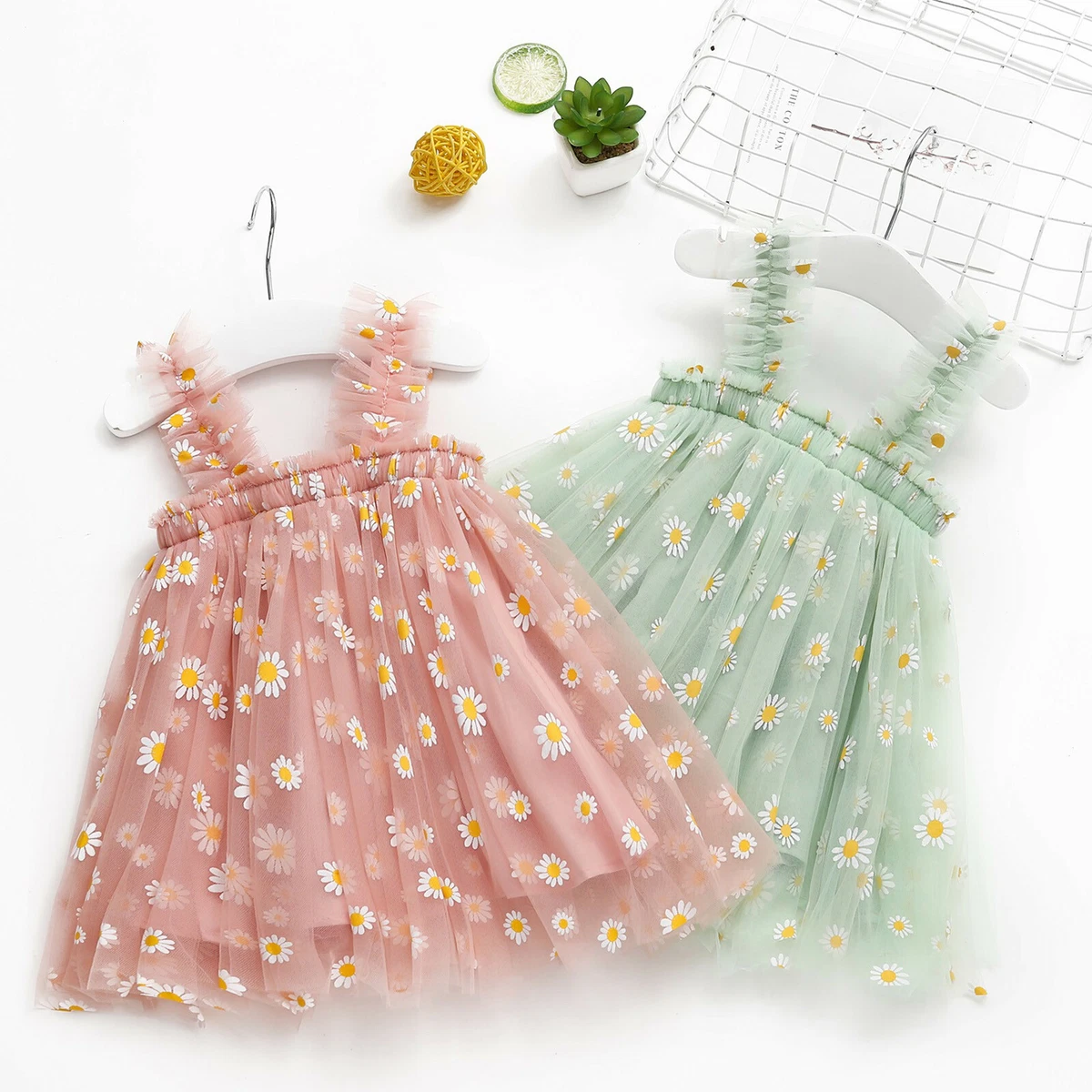 Outong 5 To 9 Year Old Girl Floral Dress Short Sleeve Flower Print Dresses  For Children