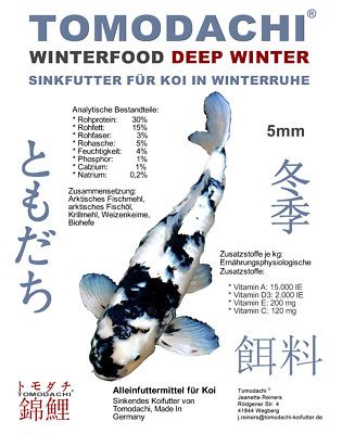 Koifutter Sinkfutter Winterfutter Koi energiereich hochverdaulich Winter 5mm 5kg