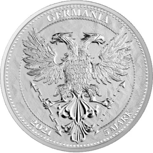 2021 Deutschland Kastanienblatt - 1oz 0,9999 Feinsilbermünze - 5 Mark mit COA - Bild 2 von 4