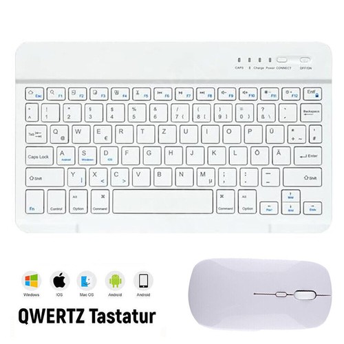 QWERTZ Bluetooth Tastatur Maus Kompatibel mit Android/Windows/iPad iOS Tablet DE - Bild 88 von 175