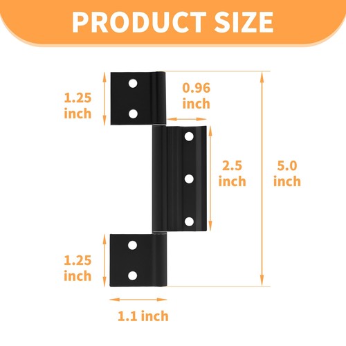 Screen Door Hinges Aluminum Matte Black Storm Door Hinge 1/8 Inch Grooved Cen... - Picture 3 of 6