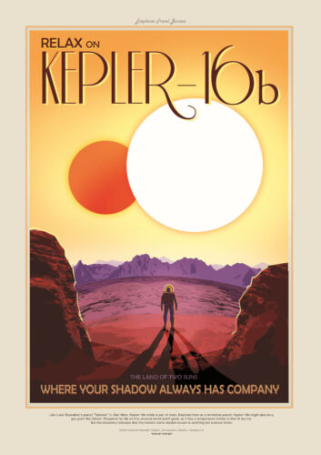 Space Poster - Exoplanet Tourism - Kepler-16b - JPL - NASA - A4 Wall Art