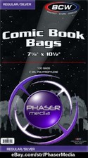 BCW Silver Comic Book Bags Non-Sealing 7-1/8" X 10-1/2" 50 SINGLE BAGS 1-SIL