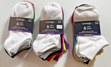 18 PAIRS George GIRLS ankle Multicolor SOCKS SIZE 9-11 LL43