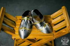 Medieval Crusader Sabaton Zapatos 18Ga Steel Armor Zapatos Usables Cosplay Re...